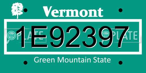 1E92397 Vermont License Plate