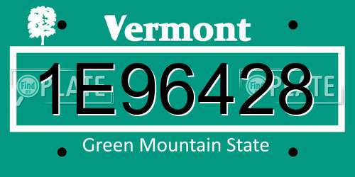 1E96428 Vermont License Plate