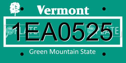 1EA0525 Vermont License Plate