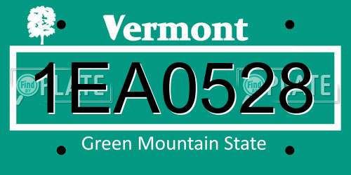 1EA0528 Vermont License Plate