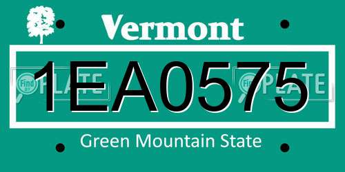 1EA0575 Vermont License Plate