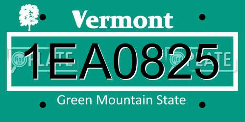 1EA0825 Vermont License Plate
