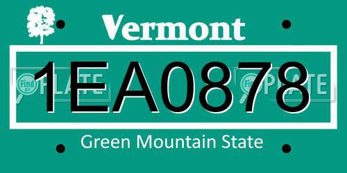1EA0878 Vermont License Plate