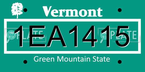 1EA1415 Vermont License Plate