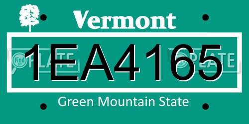 1EA4165 Vermont License Plate