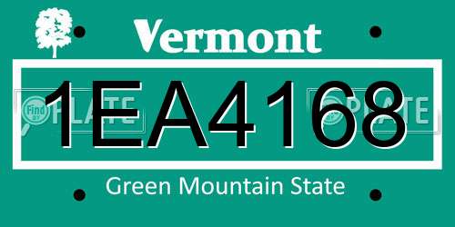1EA4168 Vermont License Plate