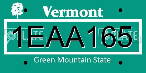 1EAA165 Vermont License Plate