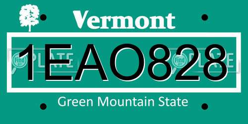 1EAO828 Vermont License Plate