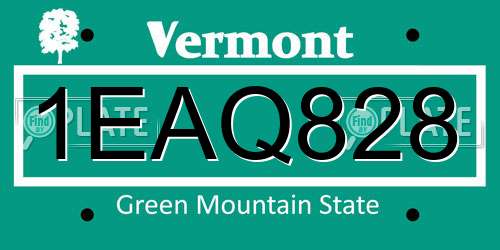1EAQ828 Vermont License Plate