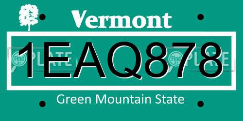 1EAQ878 Vermont License Plate