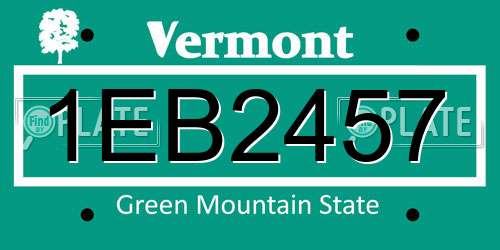 1EB2457 Vermont License Plate