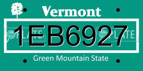 1EB6927 Vermont License Plate