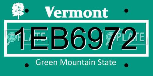 1EB6972 Vermont License Plate