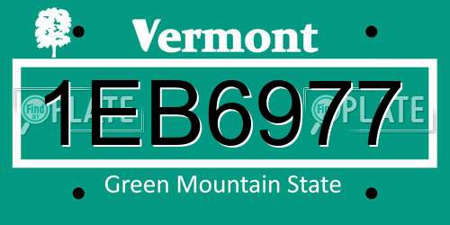 1EB6977 Vermont License Plate