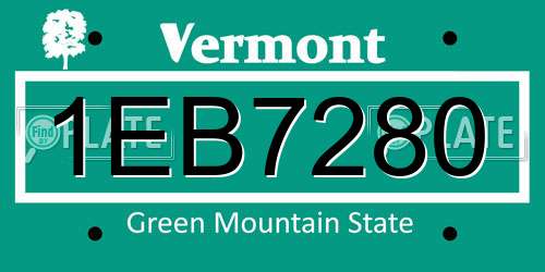 1EB7280 Vermont License Plate