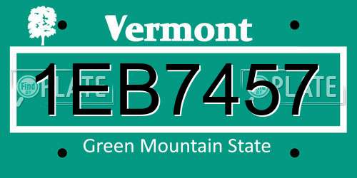 1EB7457 Vermont License Plate