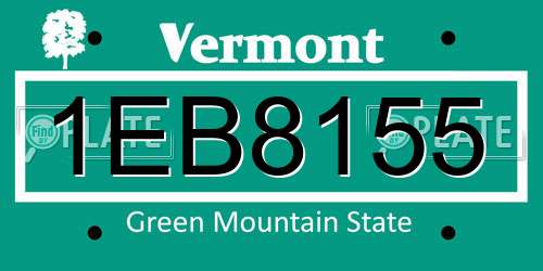 1EB8155 Vermont License Plate