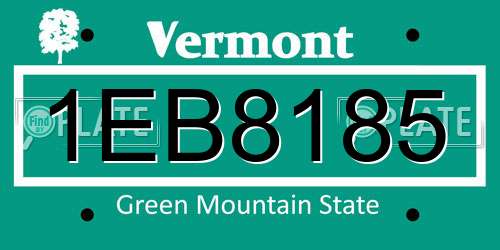 1EB8185 Vermont License Plate