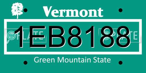 1EB8188 Vermont License Plate