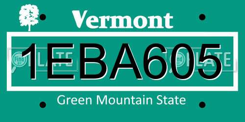 1EBA605 Vermont License Plate