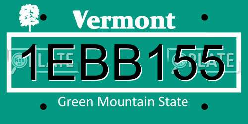 1EBB155 Vermont License Plate