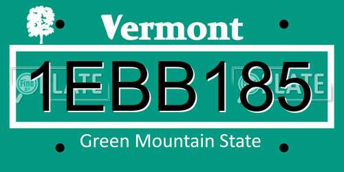 1EBB185 Vermont License Plate