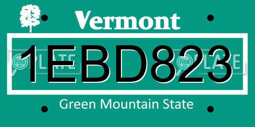 1EBD823 Vermont License Plate