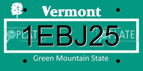 1EBJ25 Vermont License Plate