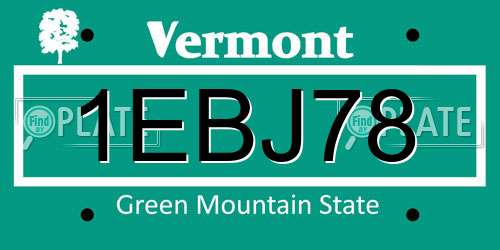 1EBJ78 Vermont License Plate