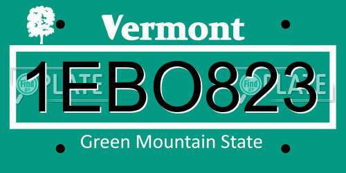 1EBO823 Vermont License Plate