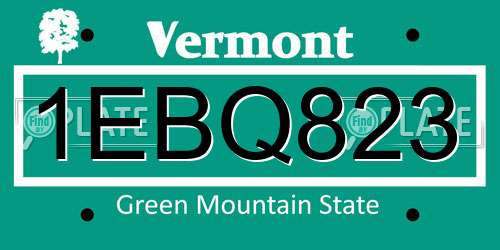 1EBQ823 Vermont License Plate