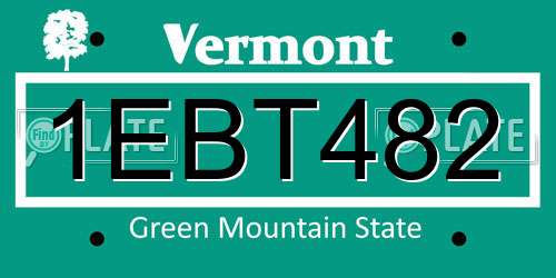 1EBT482 Vermont License Plate