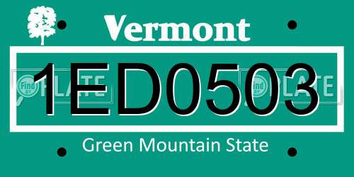 1ED0503 Vermont License Plate