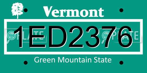1ED2376 Vermont License Plate