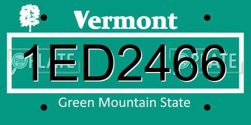 1ED2466 Vermont License Plate