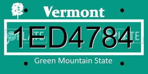 1ED4784 Vermont License Plate