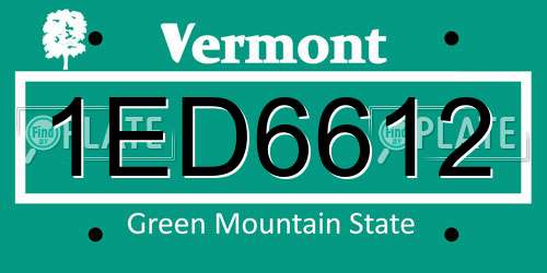 1ED6612 Vermont License Plate