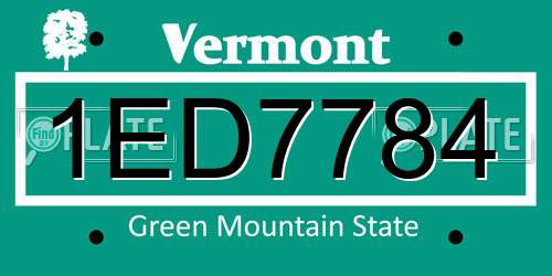 1ED7784 Vermont License Plate