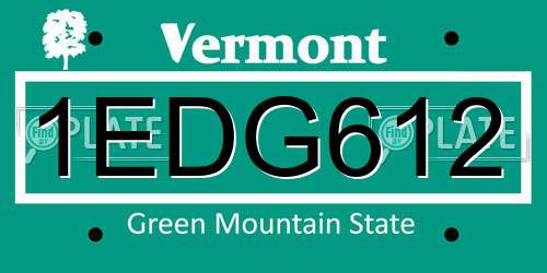 1EDG612 Vermont License Plate