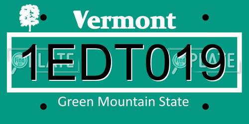 1EDT019 Vermont License Plate