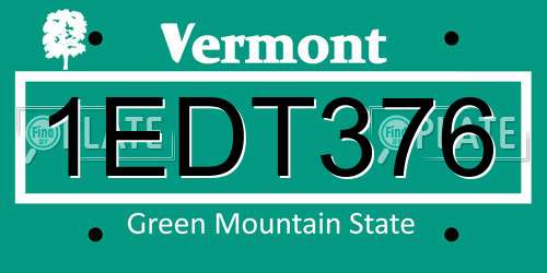 1EDT376 Vermont License Plate