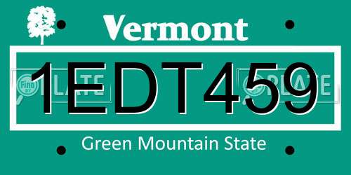 1EDT459 Vermont License Plate