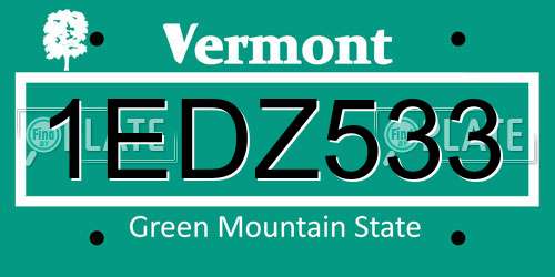1EDZ533 Vermont License Plate