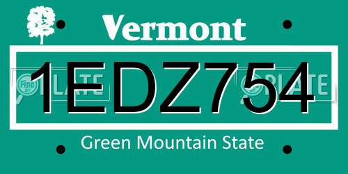 1EDZ754 Vermont License Plate