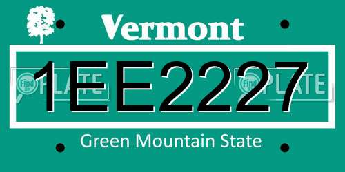 1EE2227 Vermont License Plate