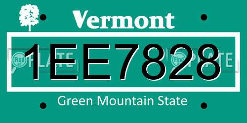 1EE7828 Vermont License Plate