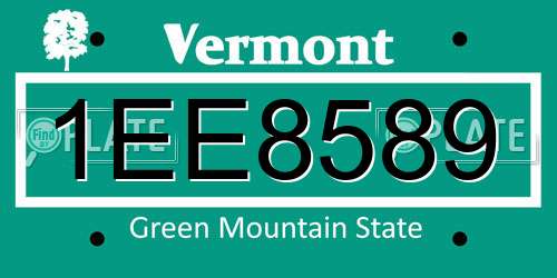 1EE8589 Vermont License Plate