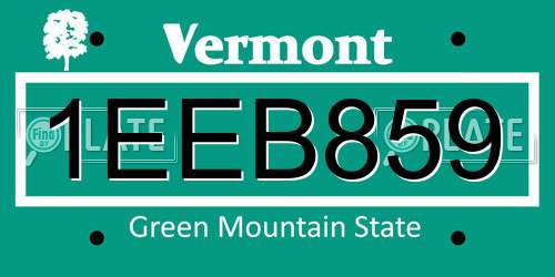 1EEB859 Vermont License Plate