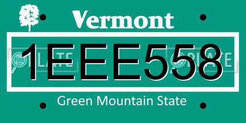 1EEE558 Vermont License Plate