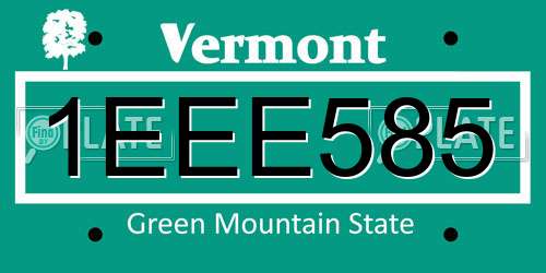 1EEE585 Vermont License Plate